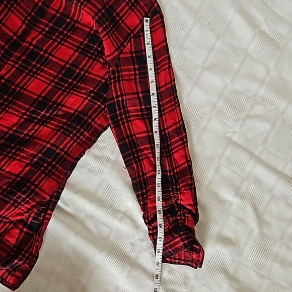 Japana Women's Buffalo Plaid Flannel Long Sleeves Button Down Shirt Medium Red - Picture 10 of 16